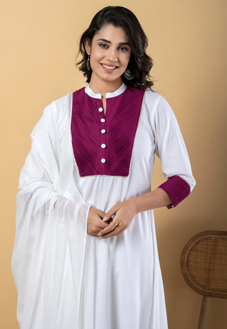 White Rayon Readymade Pakistani Suit