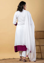 Load image into Gallery viewer, White Rayon Readymade Pakistani Suit
