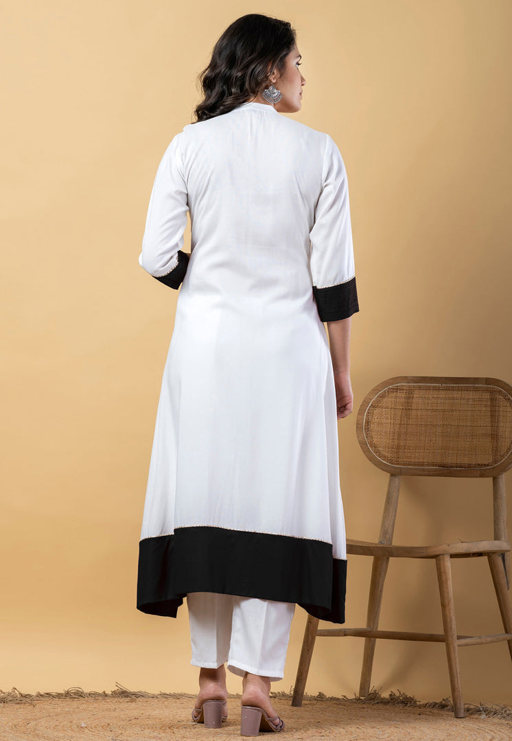 White Rayon Readymade Pakistani Suit