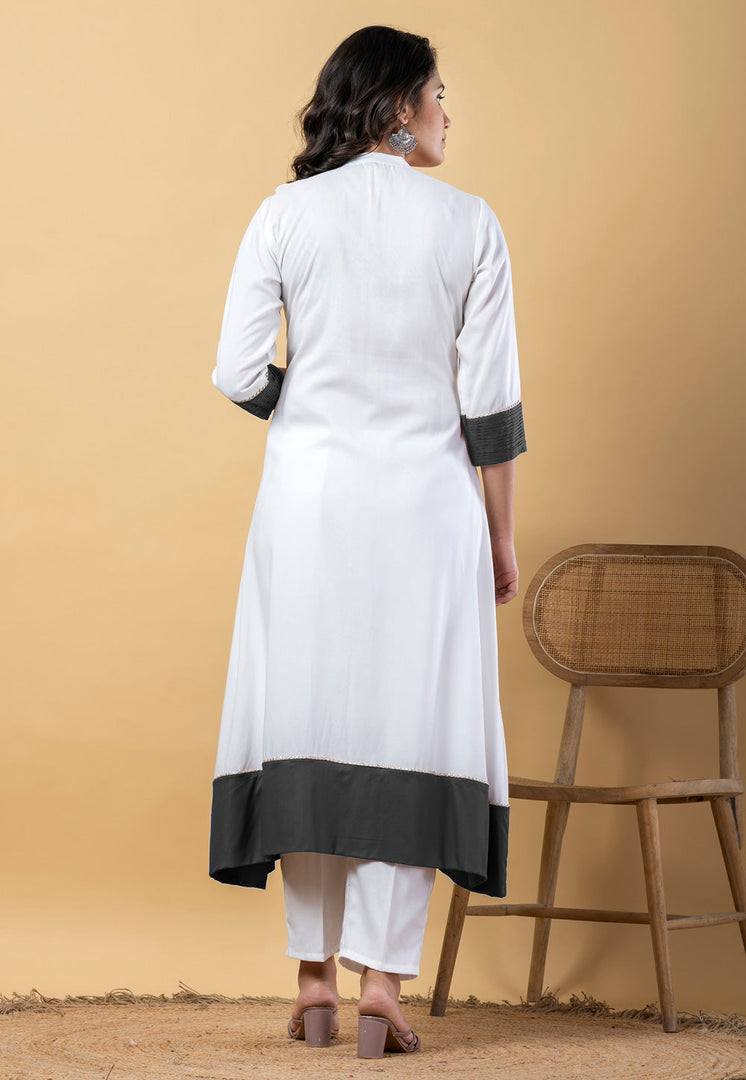 White Rayon Readymade Pakistani Suit