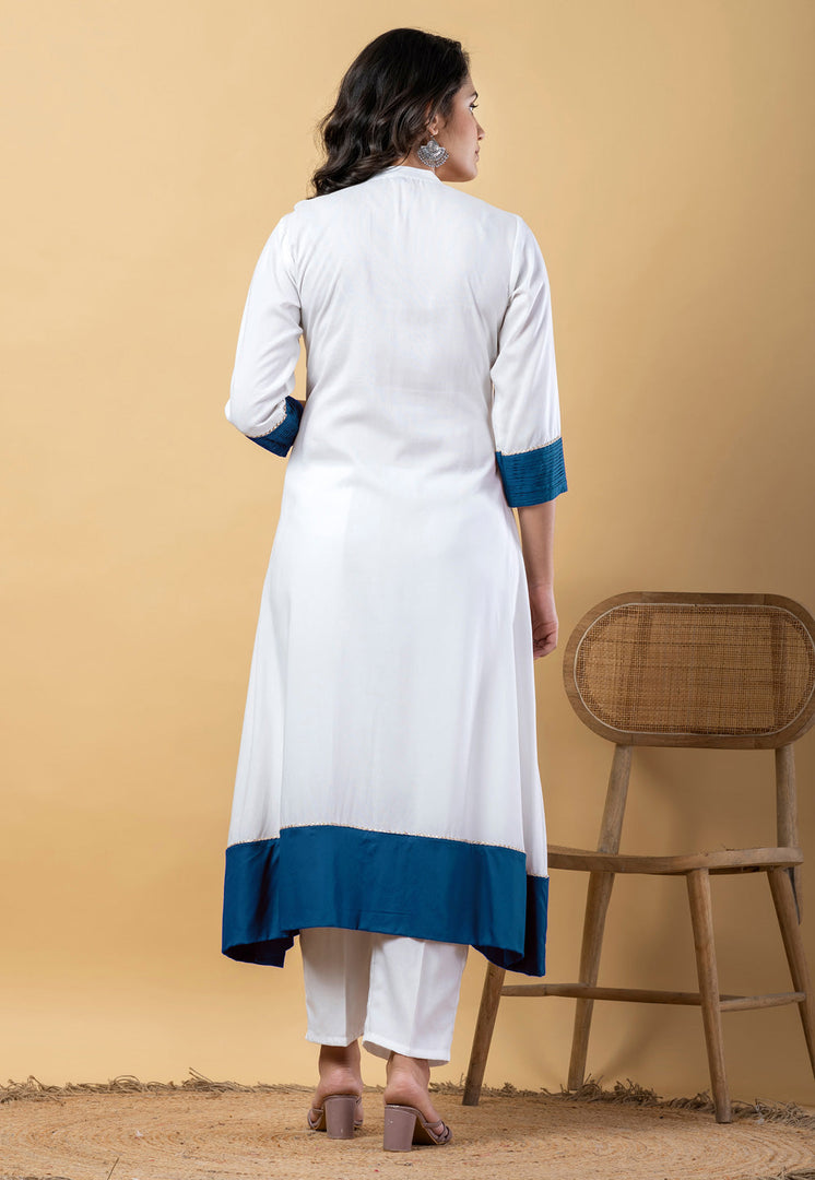 White Rayon Readymade Pant Style Suit