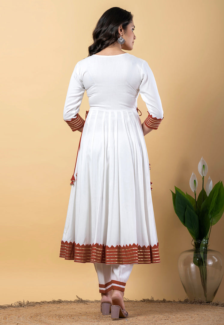 White Rayon Readymade Pant Style Suit