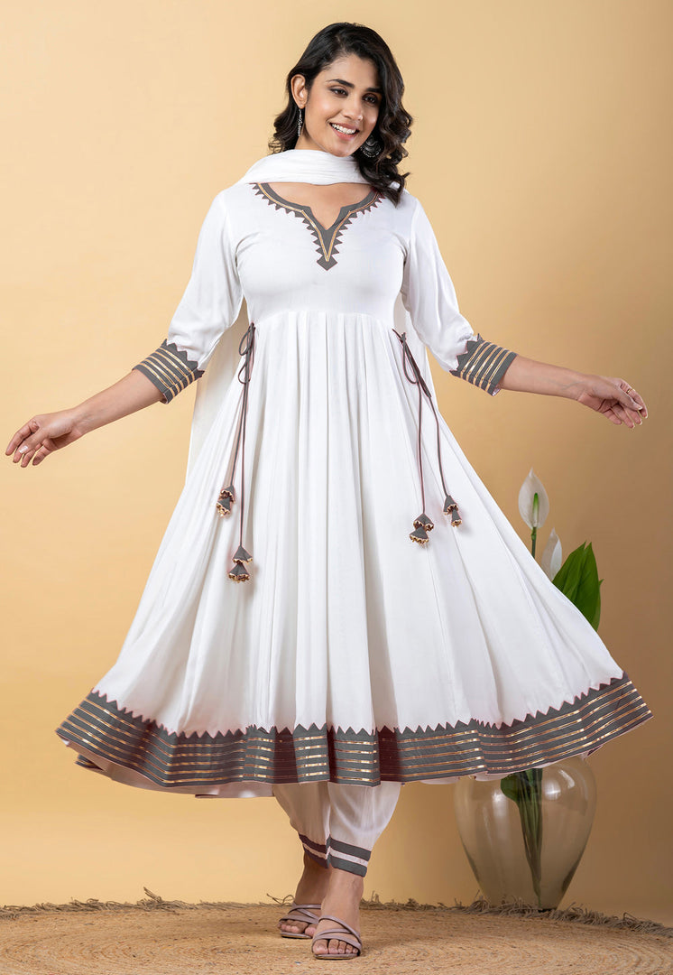 White Rayon Readymade Pant Style Suit