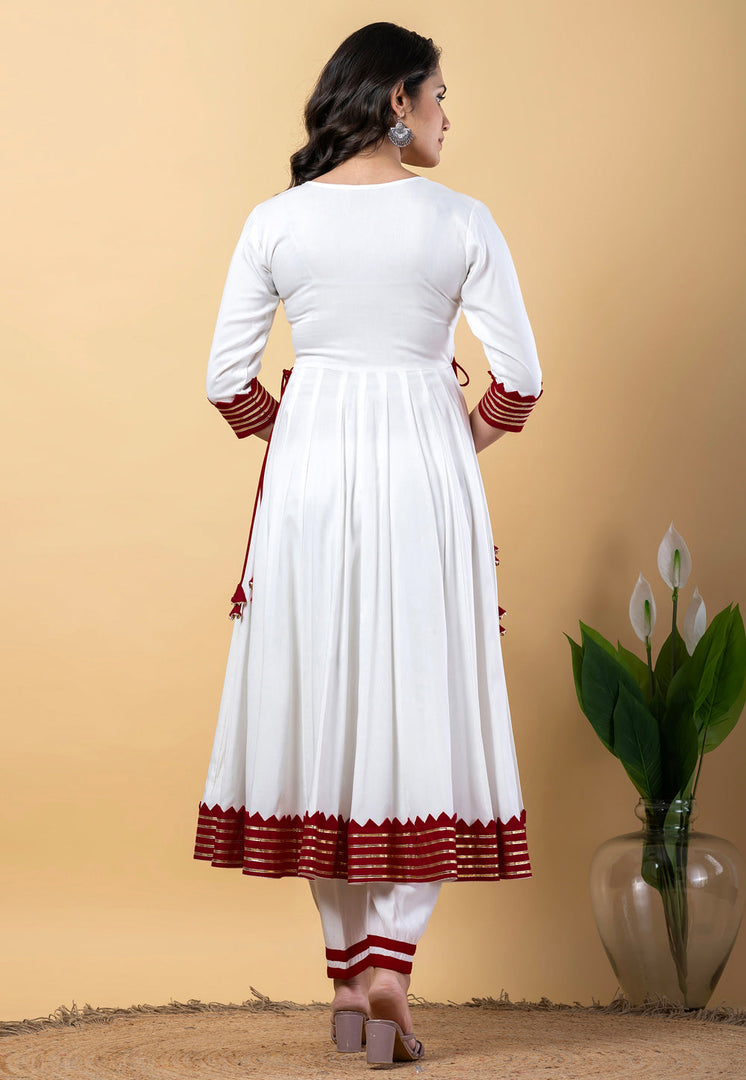White Rayon Readymade Pant Style Suit