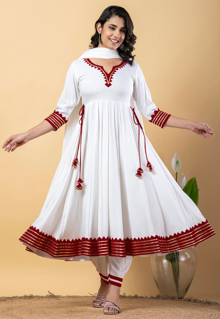 White Rayon Readymade Pant Style Suit