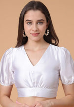 Load image into Gallery viewer, White Satin Silk Readymade Blouse
