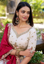 Load image into Gallery viewer, White Silk Circular Lehenga Choli
