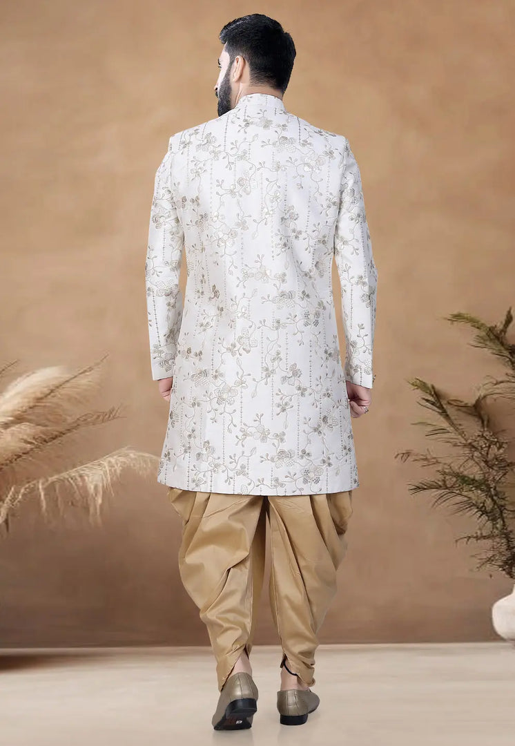 White Silk Indo Western Suit