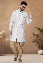 Load image into Gallery viewer, White Silk Indo Western Suit
