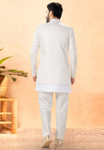 Load image into Gallery viewer, White Silk Indo Western Suit
