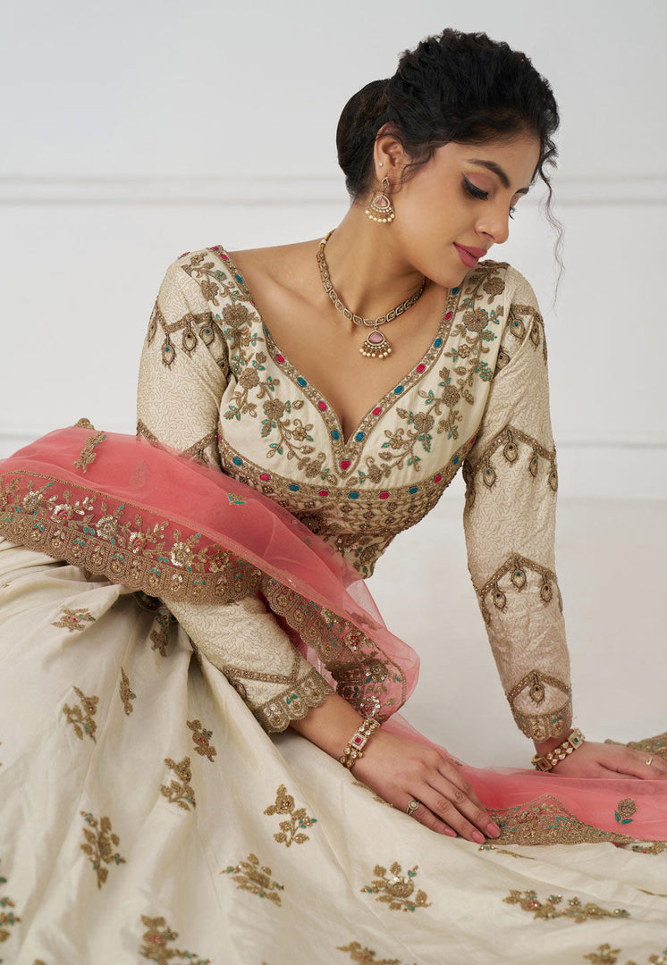 White Silk Lehenga Choli For Wedding