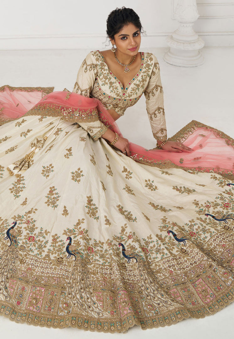 White Silk Lehenga Choli For Wedding