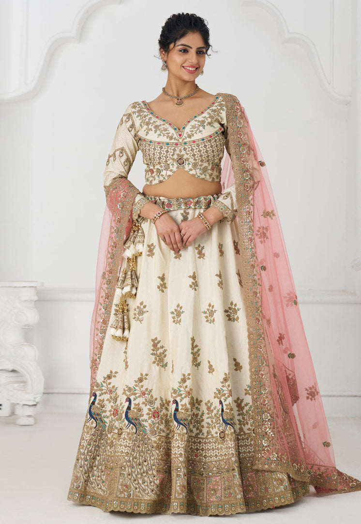 White Silk Lehenga Choli For Wedding