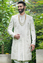 Load image into Gallery viewer, White Silk Sherwani
