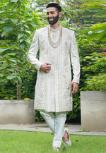Load image into Gallery viewer, White Silk Sherwani
