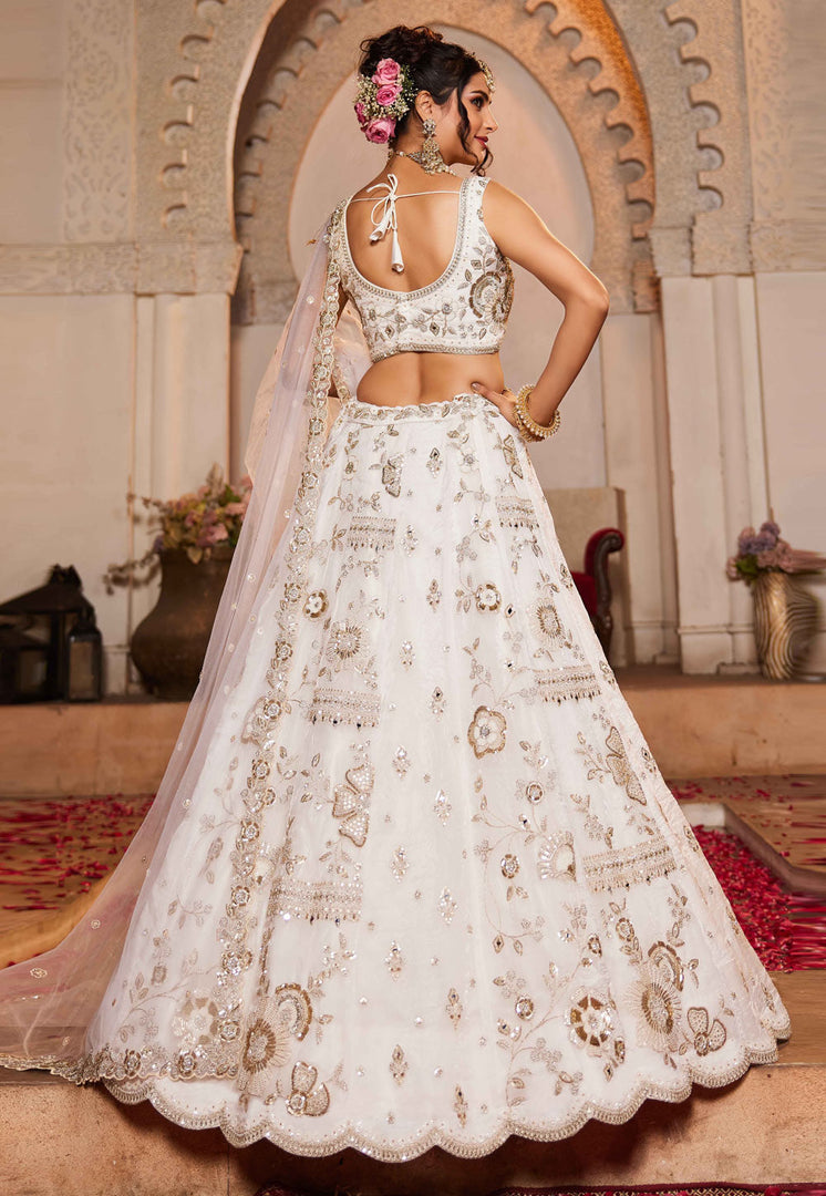 White Tissue Lehenga Choli For Wedding