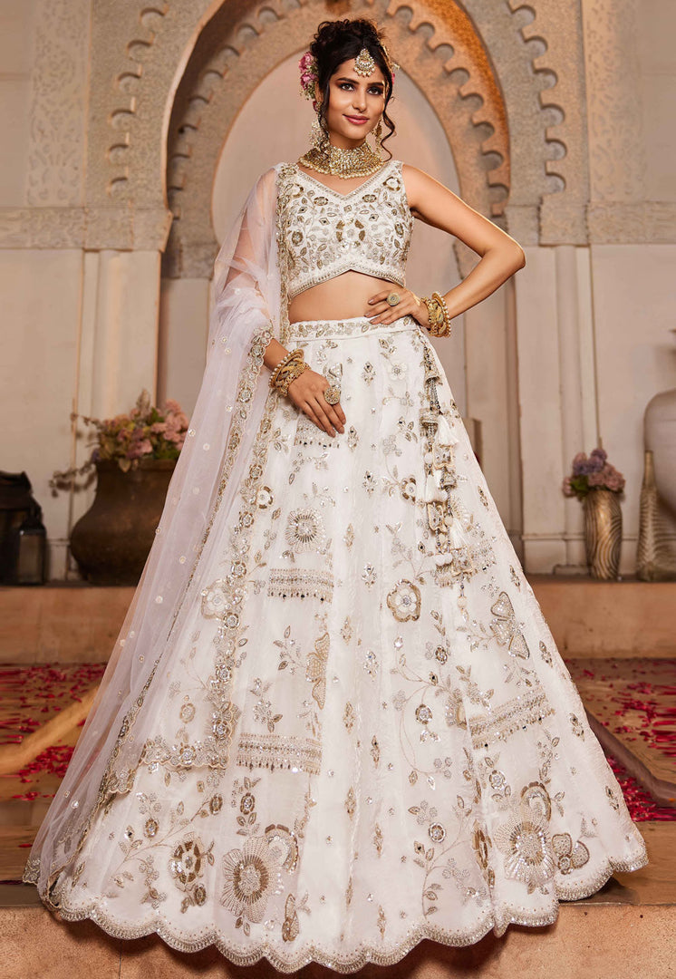 White Tissue Lehenga Choli For Wedding