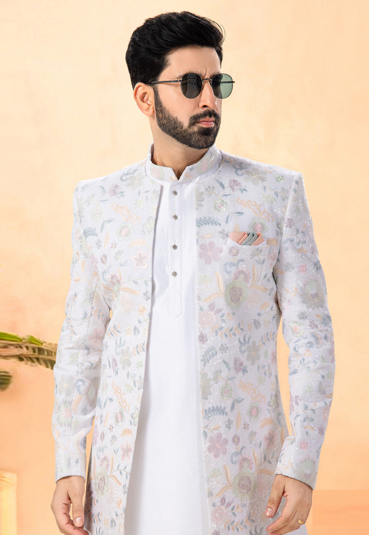 White Velvet Indo Western Suit