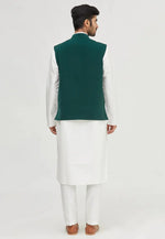 Load image into Gallery viewer, White Velvet Kurta Pajama With Jacket

