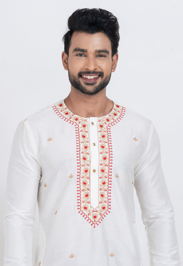 White Viscose Dhoti Kurta
