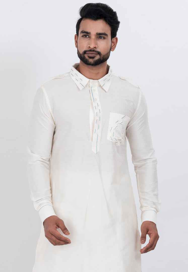 White Viscose Pathani Suit