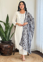Load image into Gallery viewer, White Viscose Rayon Readymade Pant Style Suit
