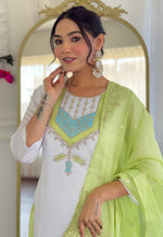 Load image into Gallery viewer, White Viscose Readymade Pakistani Suit
