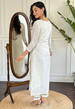 Load image into Gallery viewer, White Viscose Readymade Pakistani Suit
