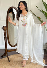 Load image into Gallery viewer, White Viscose Readymade Pakistani Suit
