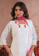 Load image into Gallery viewer, White Viscose Readymade Pakistani Suit
