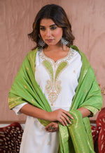 Load image into Gallery viewer, White Viscose Readymade Pakistani Suit
