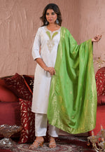 Load image into Gallery viewer, White Viscose Readymade Pakistani Suit
