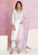 Load image into Gallery viewer, White Viscose Readymade Pakistani Suit
