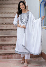 Load image into Gallery viewer, White Viscose Readymade Pant Style Suit
