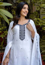Load image into Gallery viewer, White Viscose Readymade Pant Style Suit

