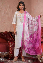 Load image into Gallery viewer, White Viscose Readymade Pant Style Suit
