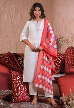 Load image into Gallery viewer, White Viscose Readymade Pant Style Suit
