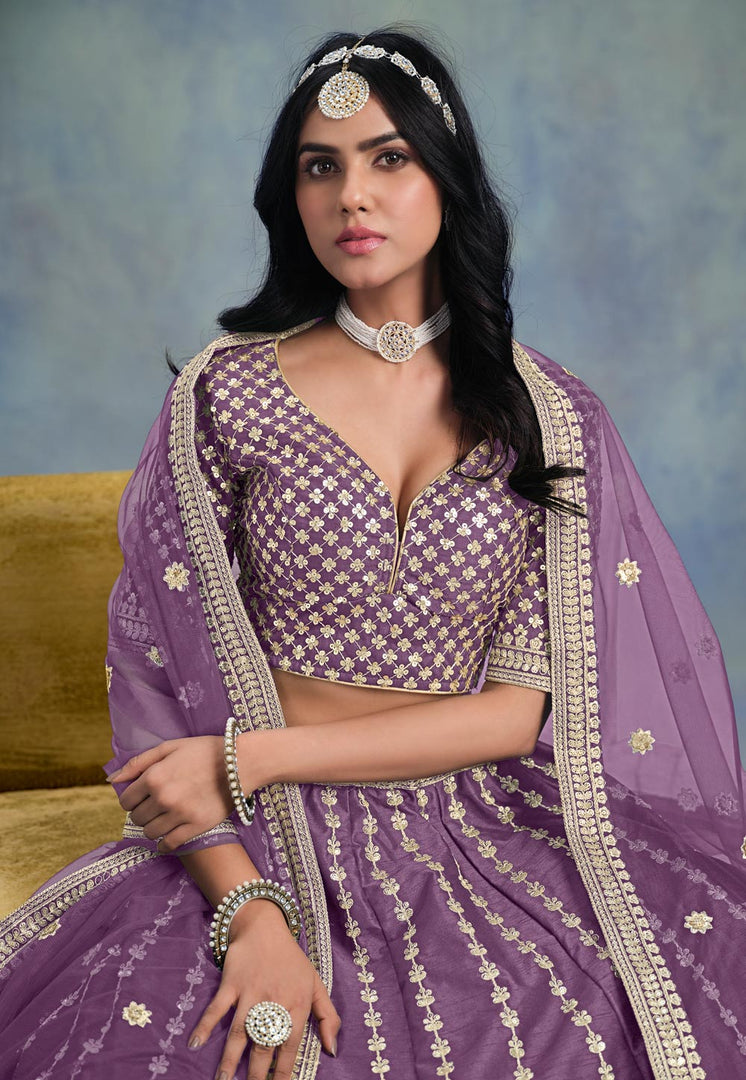 Wine Art Silk Circular Lehenga Choli