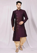 Load image into Gallery viewer, Wine Art Silk Indo Western Suit
