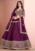 Load image into Gallery viewer, Wine Art Silk Lehenga Choli
