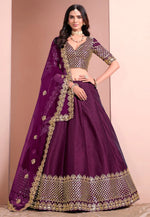 Load image into Gallery viewer, Wine Art Silk Lehenga Choli
