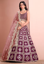 Load image into Gallery viewer, Wine Art Silk Lehenga Choli
