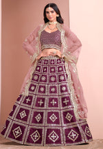 Load image into Gallery viewer, Wine Art Silk Lehenga Choli
