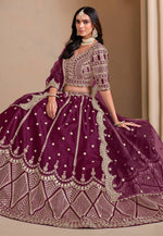Load image into Gallery viewer, Wine Art Silk Lehenga Choli
