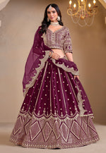 Load image into Gallery viewer, Wine Art Silk Lehenga Choli
