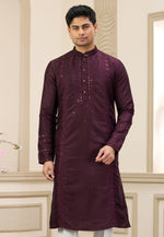 Load image into Gallery viewer, Wine Banarasi Kurta Pajama
