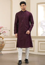 Load image into Gallery viewer, Wine Banarasi Kurta Pajama
