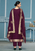 Load image into Gallery viewer, Wine Banarasi Pakistani Suit
