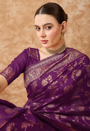 Wine Banarasi Silk Saree