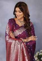 Load image into Gallery viewer, Wine Banarasi Silk Saree With Blouse
